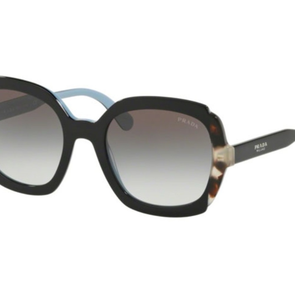Prada Black Frame Sunglasses with Gradient Lenses and Tortoiseshell Temples